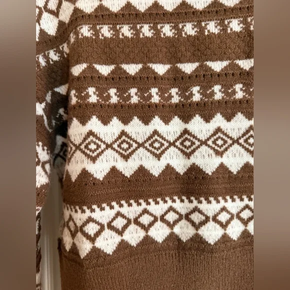 Brown and White Patterned Sweater - Picture 4 of 6